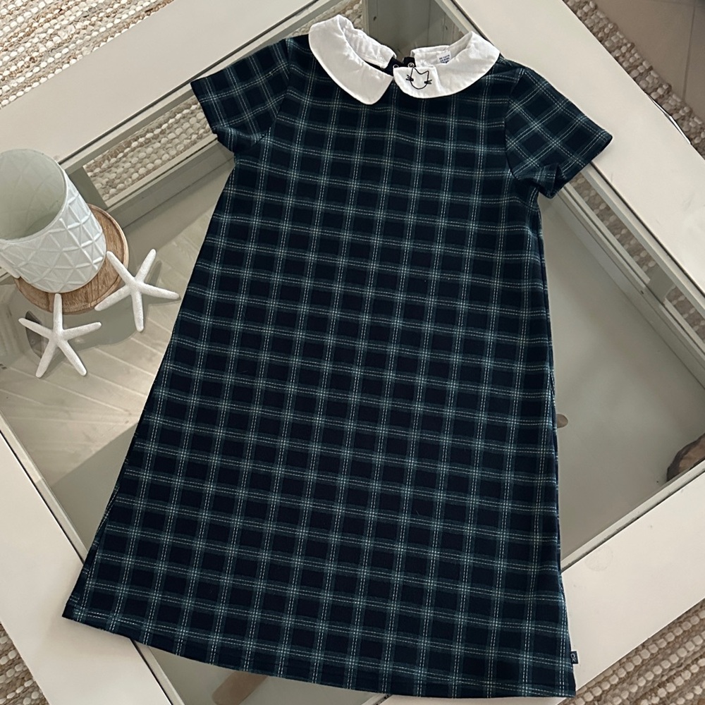 Charming Plaid Dress with White Collar